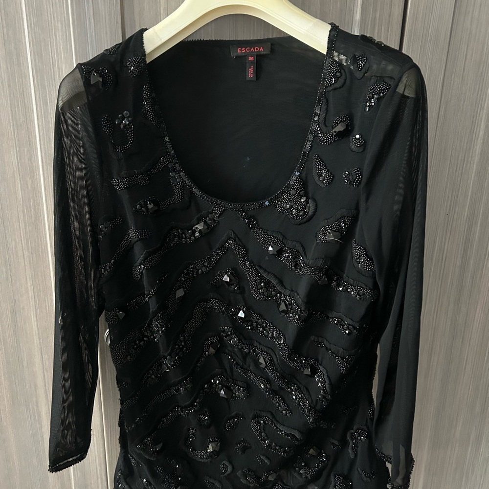 Escada Black Embellished Blouse